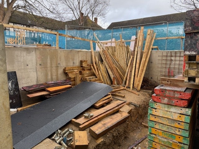 Building materials inside original structure